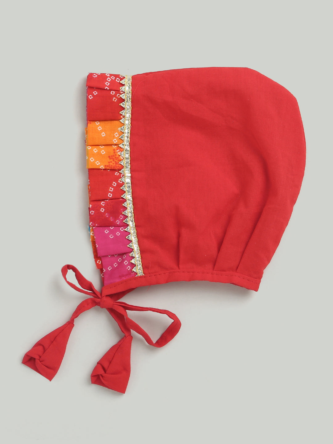 BownBee Pure Cotton Full Sleeve Jamna Set For Girls - Red