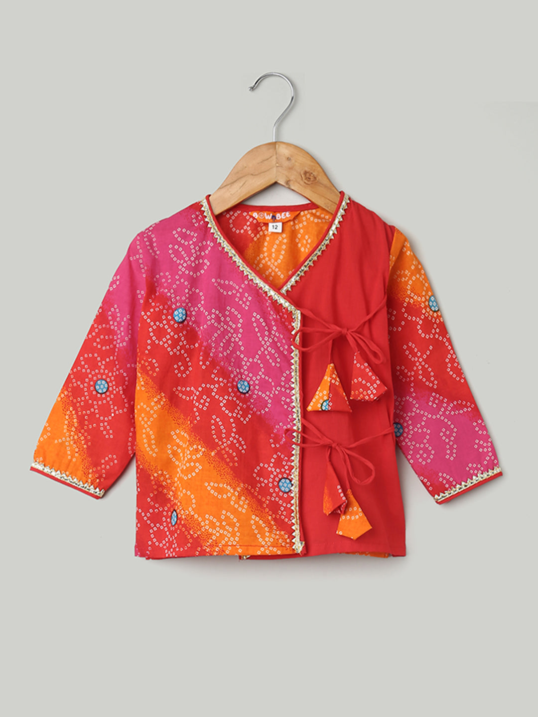 BownBee Pure Cotton Full Sleeve Jamna Set For Girls - Red