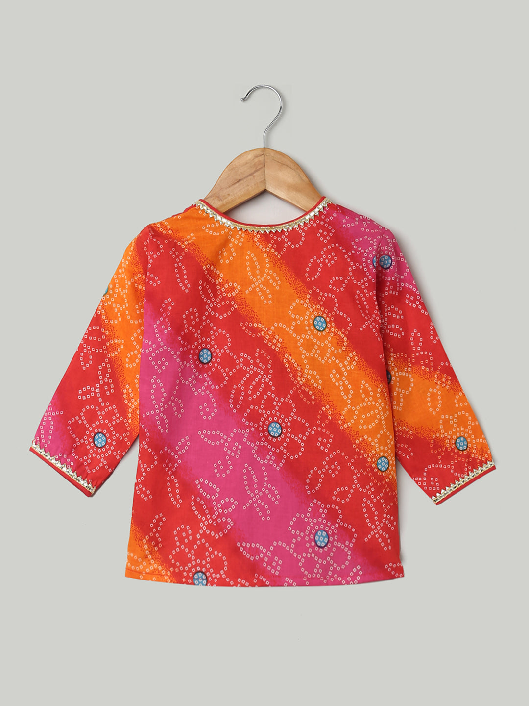 BownBee Pure Cotton Full Sleeve Jamna Set For Girls - Red