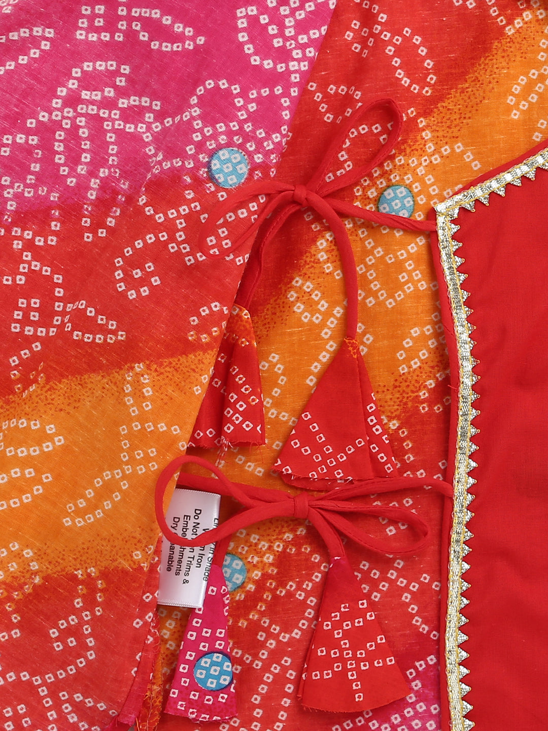 BownBee Pure Cotton Full Sleeve Jamna Set For Girls - Red