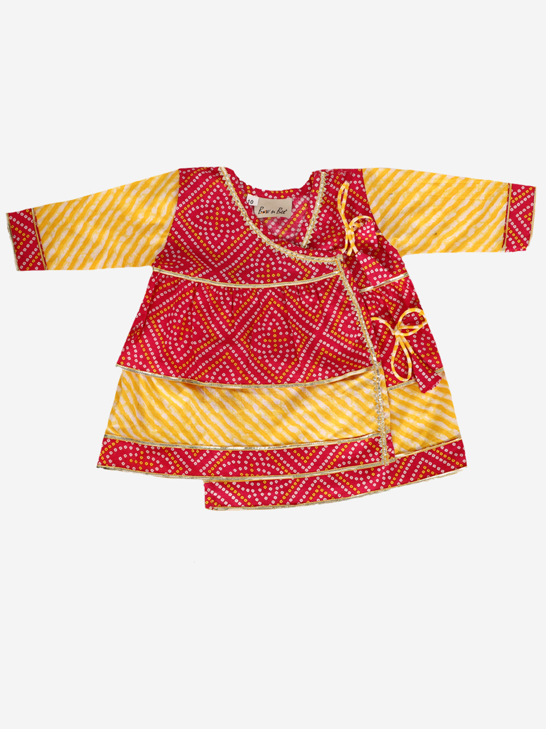 BownBee Pure Cotton Full Sleeve Jamna Set For Girls - Yellow