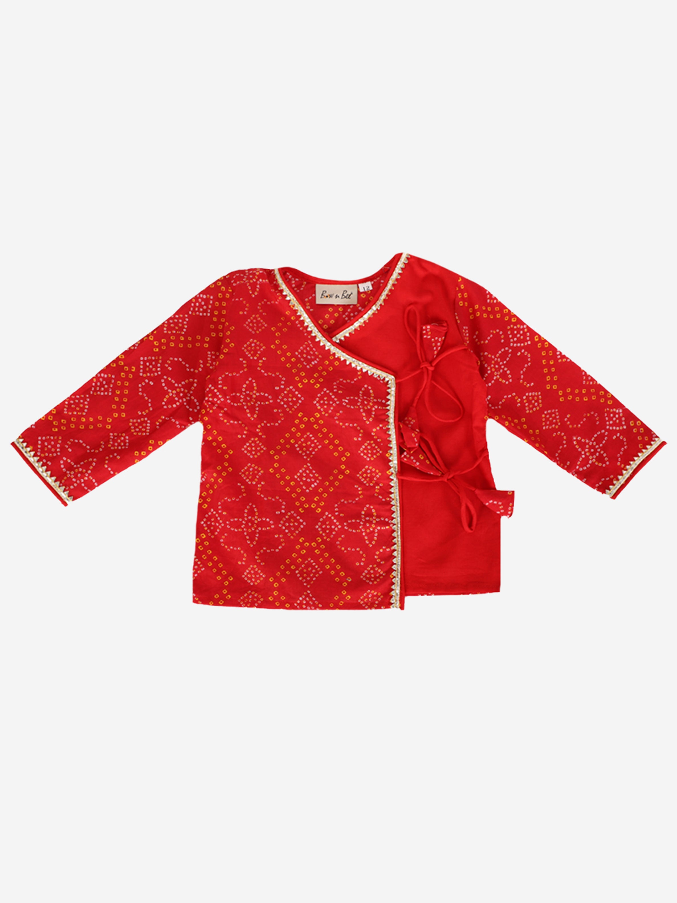 BownBee Pure Cotton Full Sleeve Jamna Set For Boys - Red