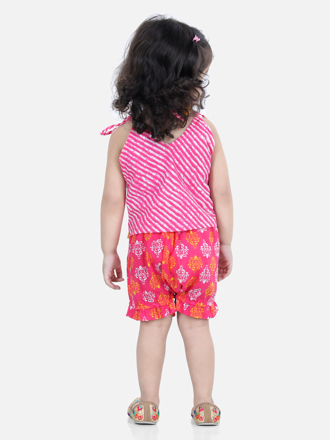 BownBee baby Girls Cotton Halter Neck Top with Bloomer - Pink