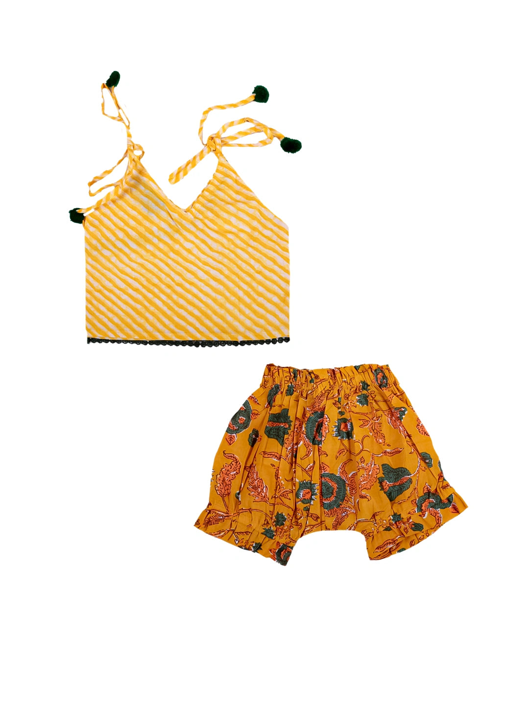 BownBee Cotton Halter Neck Top with Bloomer For Girls