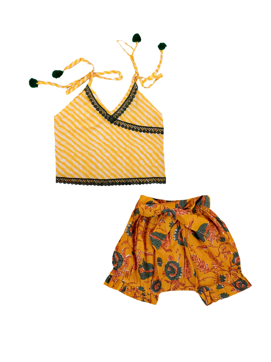 BownBee Cotton Halter Neck Top with Bloomer For Girls