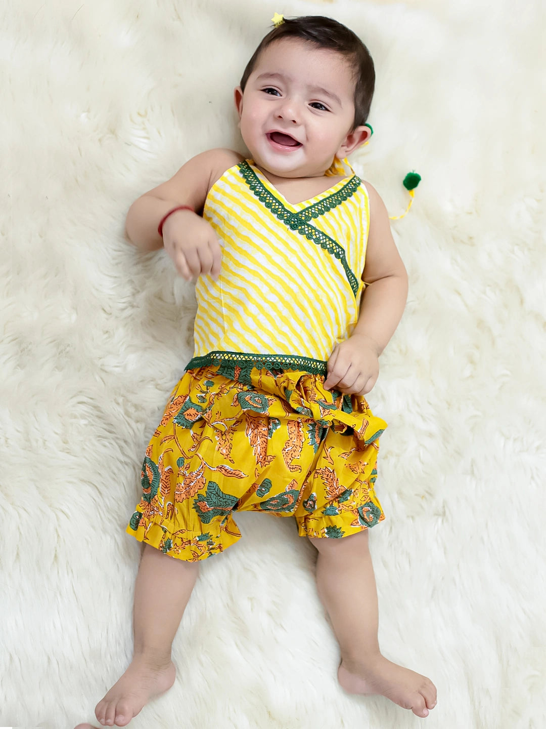 BownBee baby Girls Cotton Halter Neck Top with Bloomer