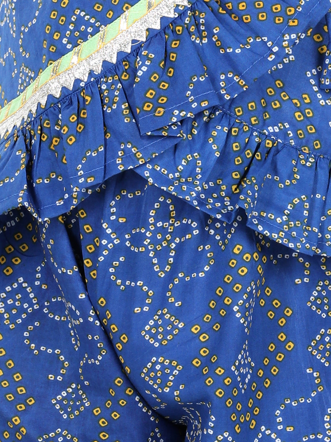 BownBee Sibling set Cotton Kurta Pajama and Top with Harem-Blue