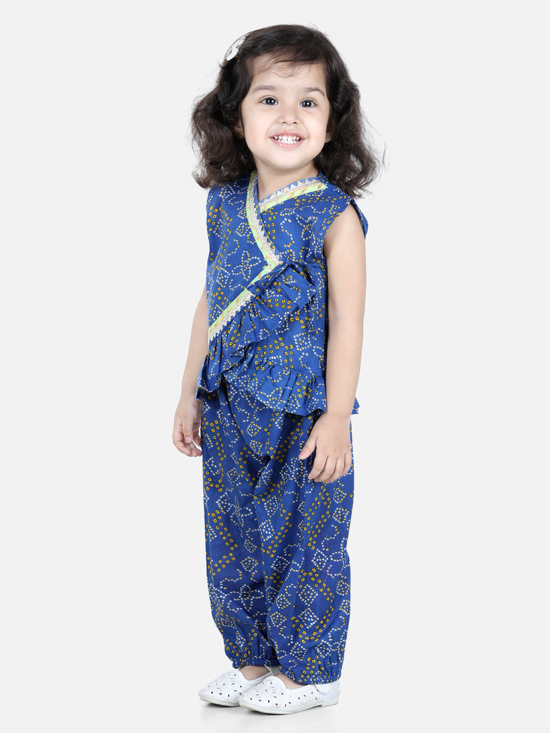 BownBee Sibling set Cotton Kurta Pajama and Top with Harem-Blue