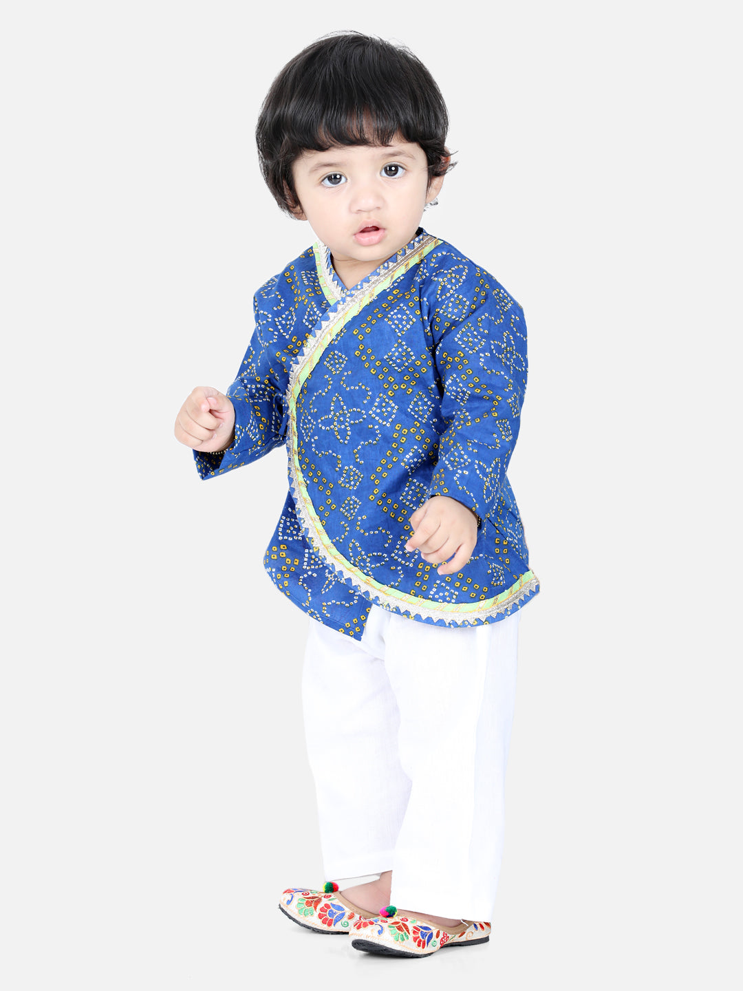 BownBee Sibling set Cotton Kurta Pajama and Top with Harem-Blue