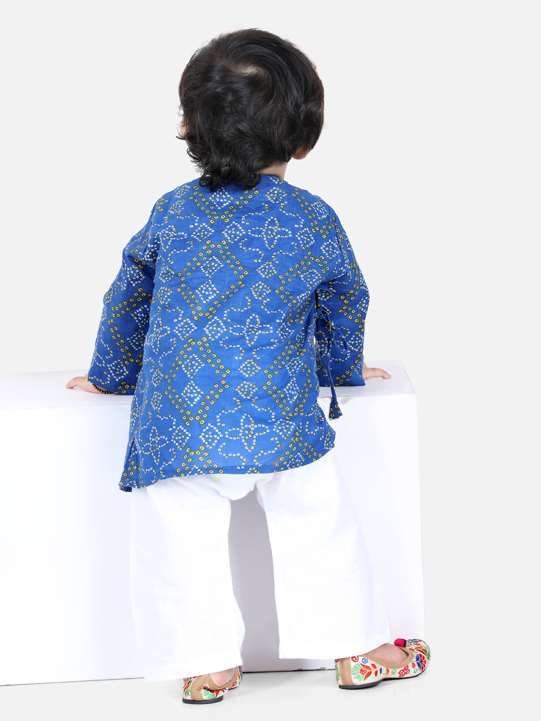 BownBee Sibling set Cotton Kurta Pajama and Top with Harem-Blue