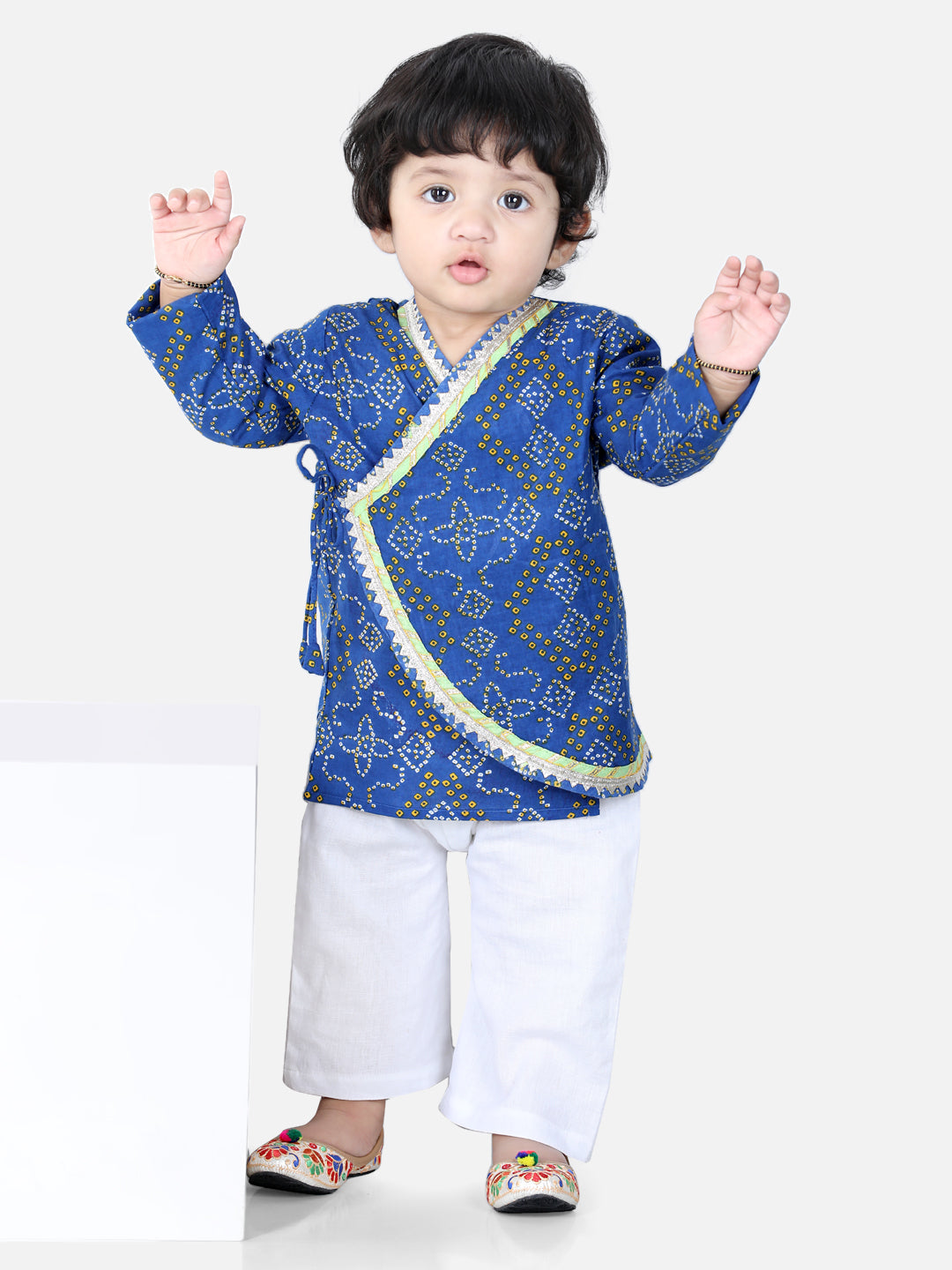 BownBee Sibling set Cotton Kurta Pajama and Top with Harem-Blue