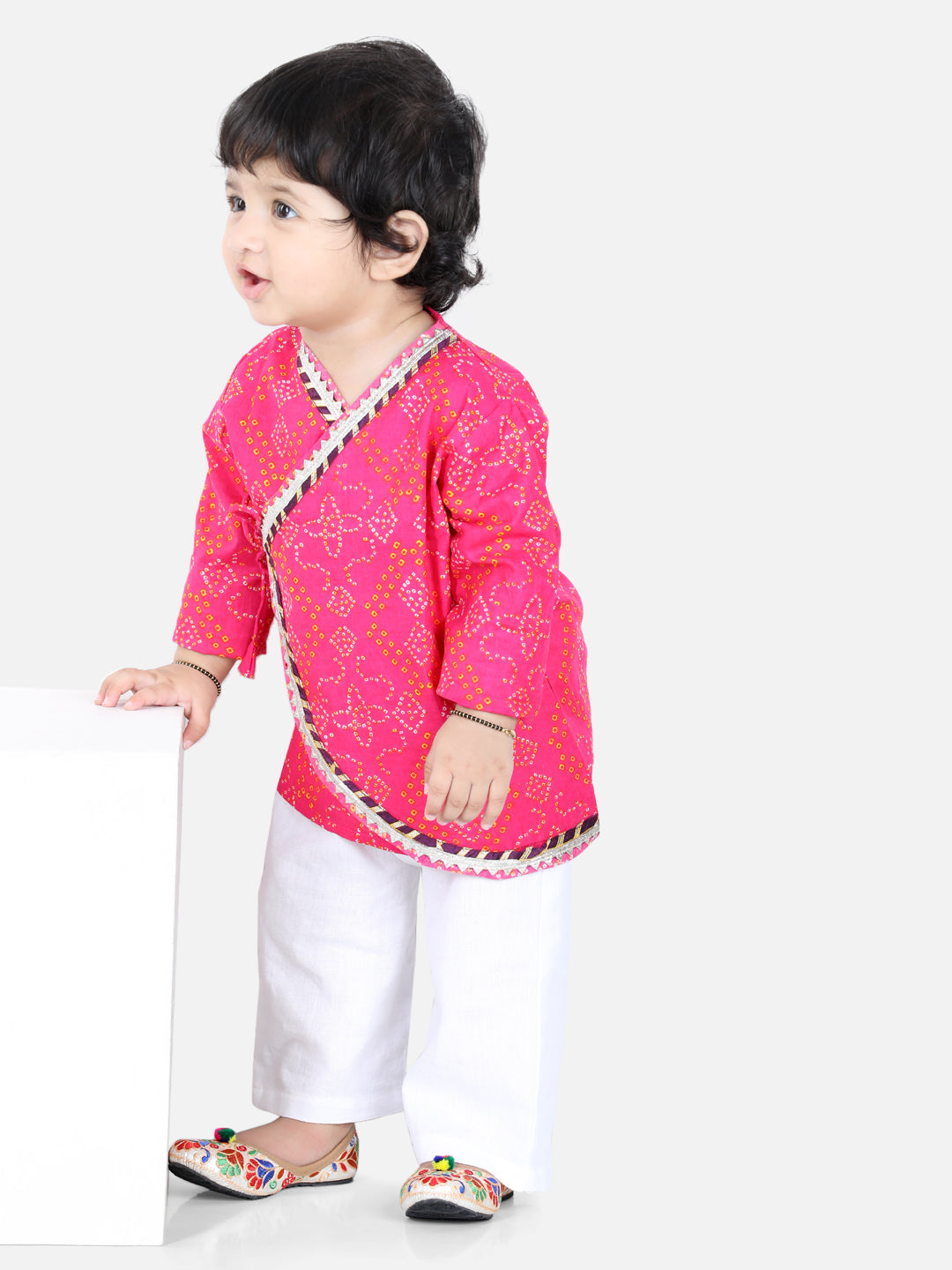 BownBee Sibling set Cotton Kurta Pajama and Top with Harem-Pink