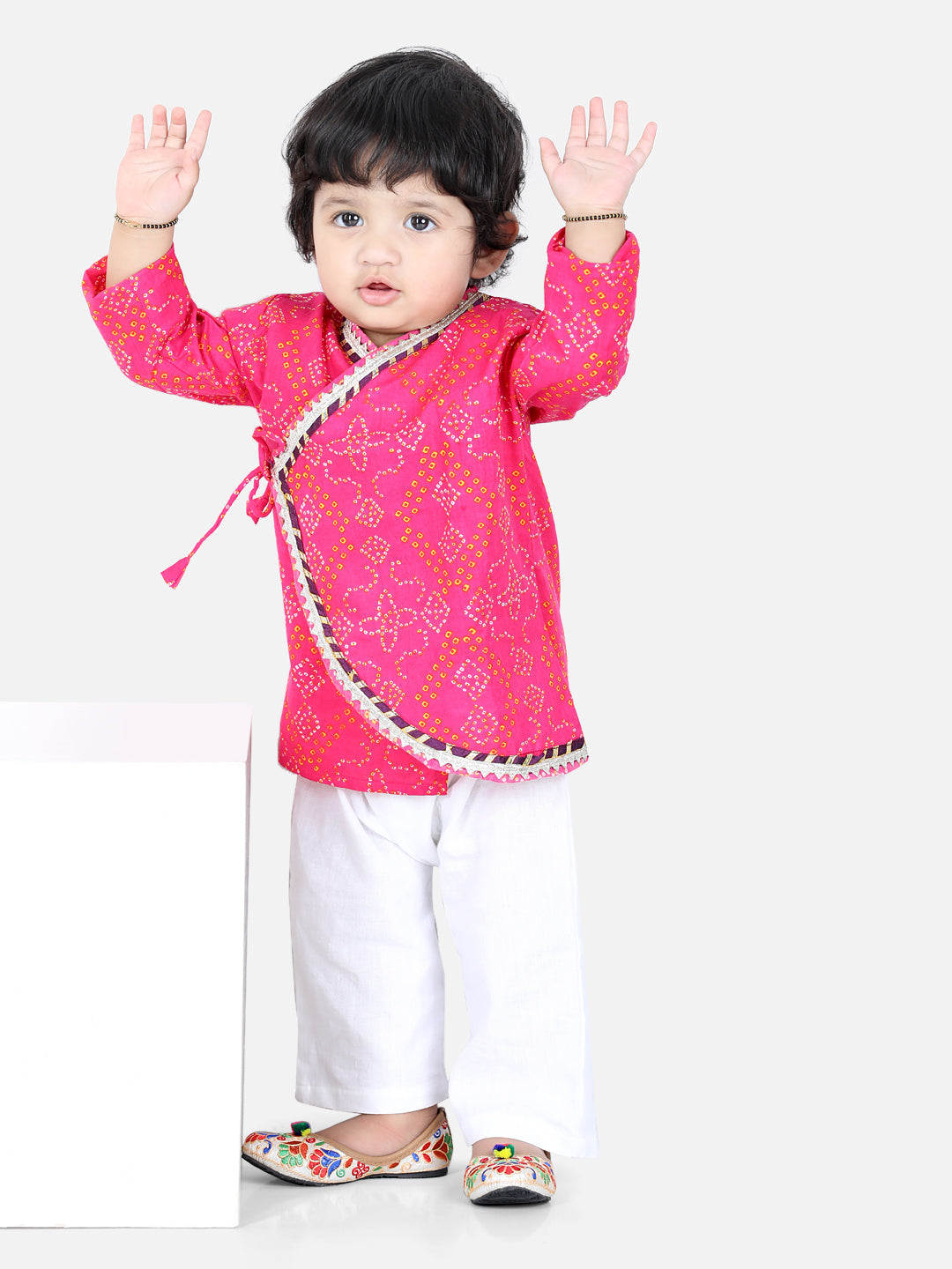 BownBee Sibling set Cotton Kurta Pajama and Top with Harem-Pink