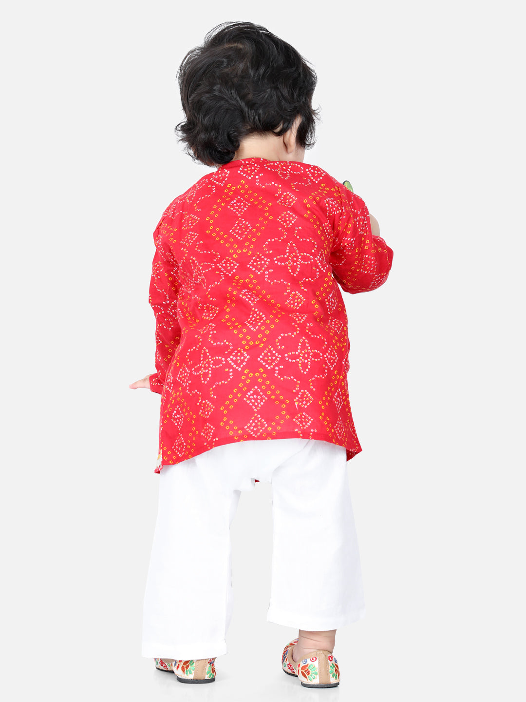 BownBee Sibling set Cotton Kurta Pajama and Top with Harem-Red