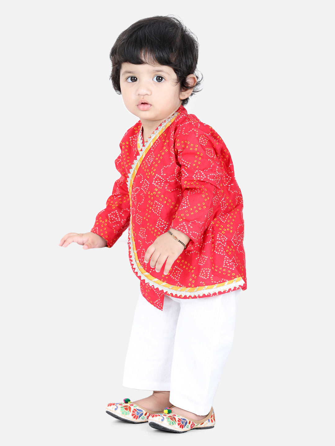 BownBee Sibling set Cotton Kurta Pajama and Top with Harem-Red