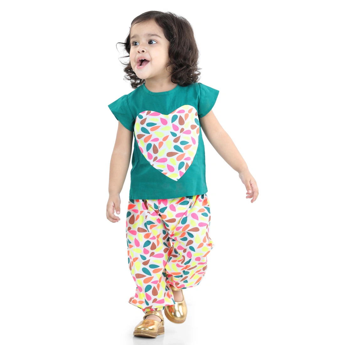 BownBee Pure Cotton Patch Top with Harem for Girls