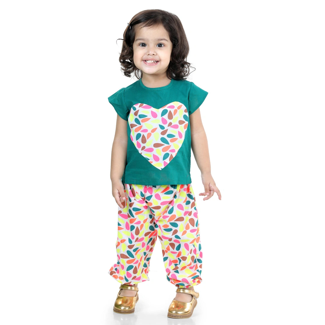 BownBee Pure Cotton Patch Top with Harem for Girls