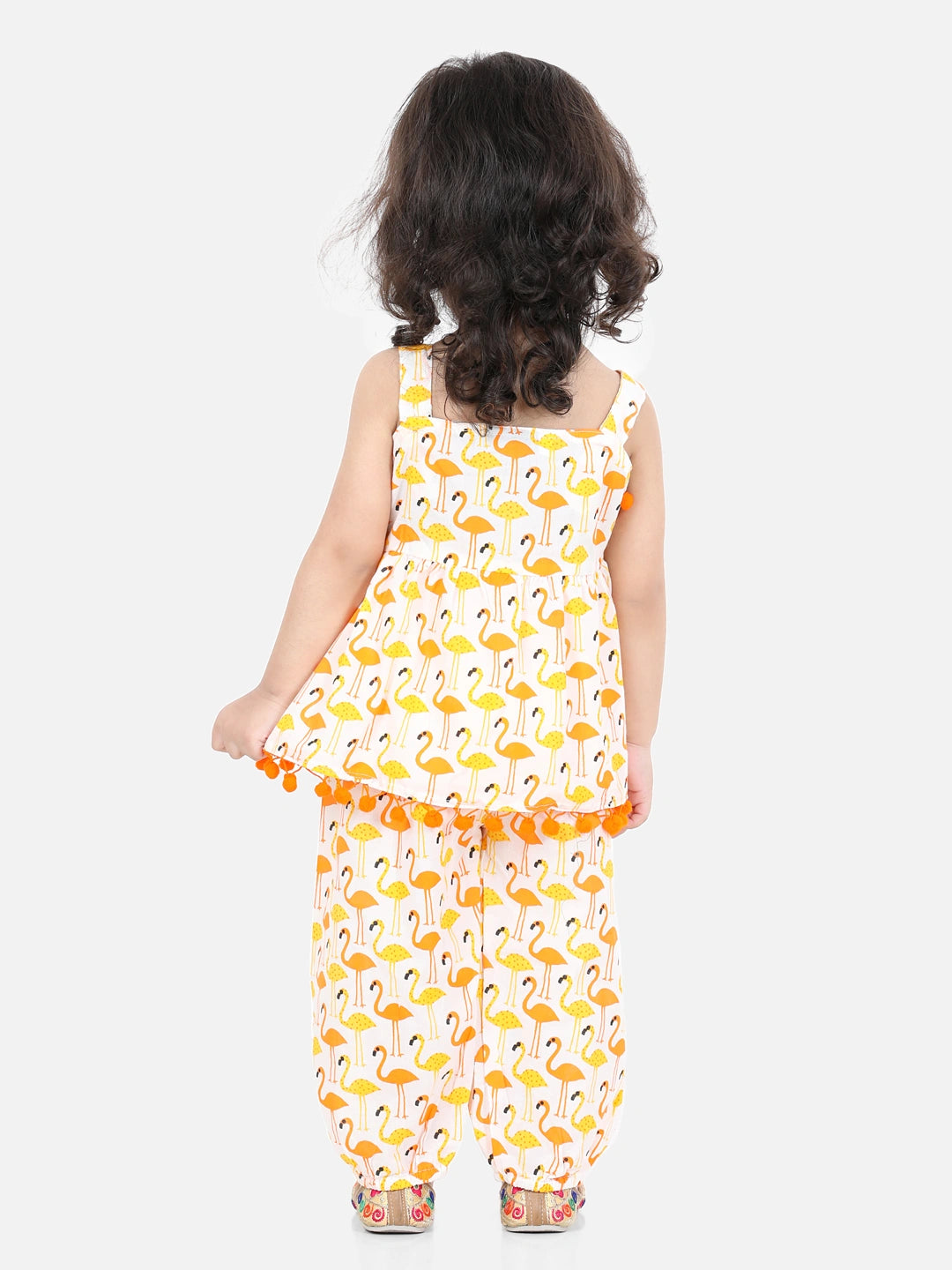 BownBee Flamingo Print Pure Cotton Top Harem Set For Girls
