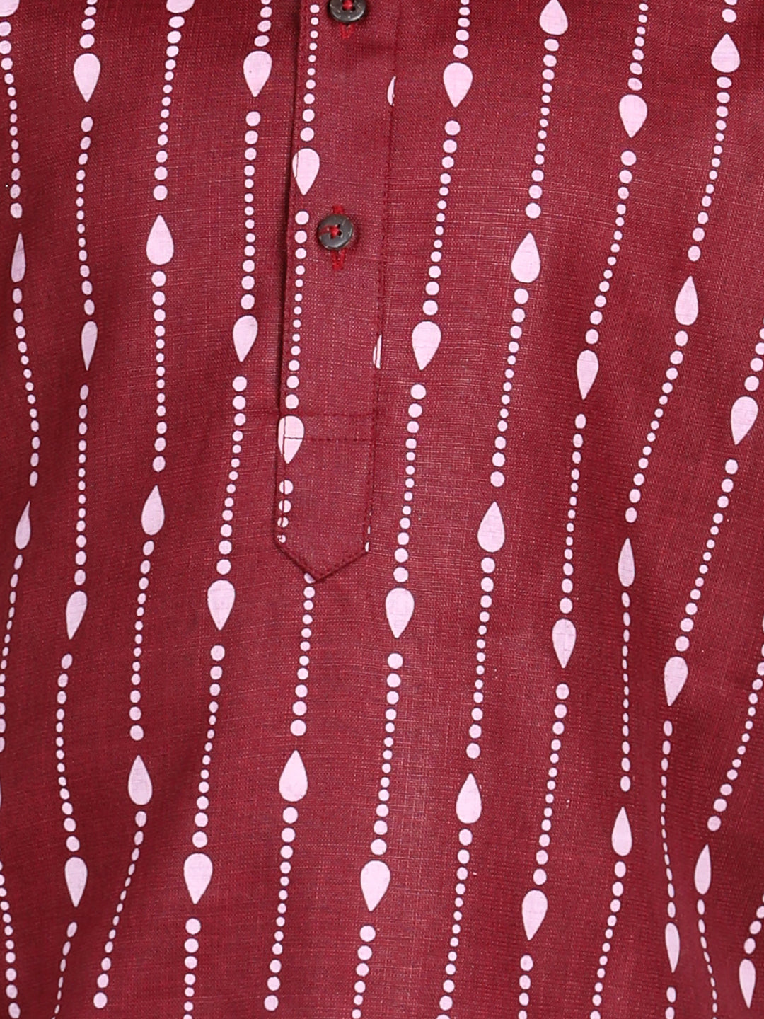 BownBee Printed Full Sleeves Dotted Lines Printed Kurta and Pajama Maroon