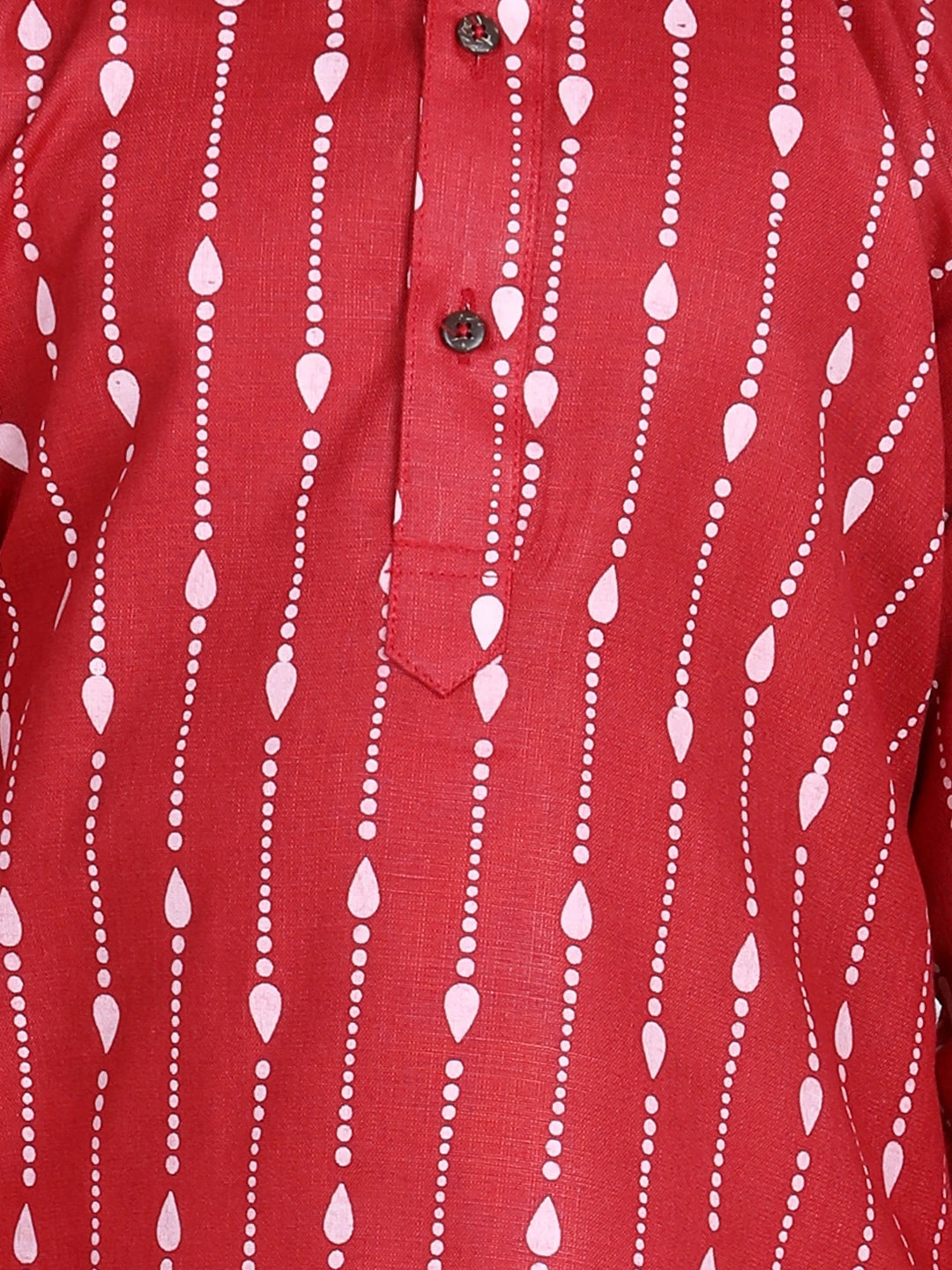 BownBee Printed Full Sleeves Dotted Lines Printed Kurta and Pajama Red