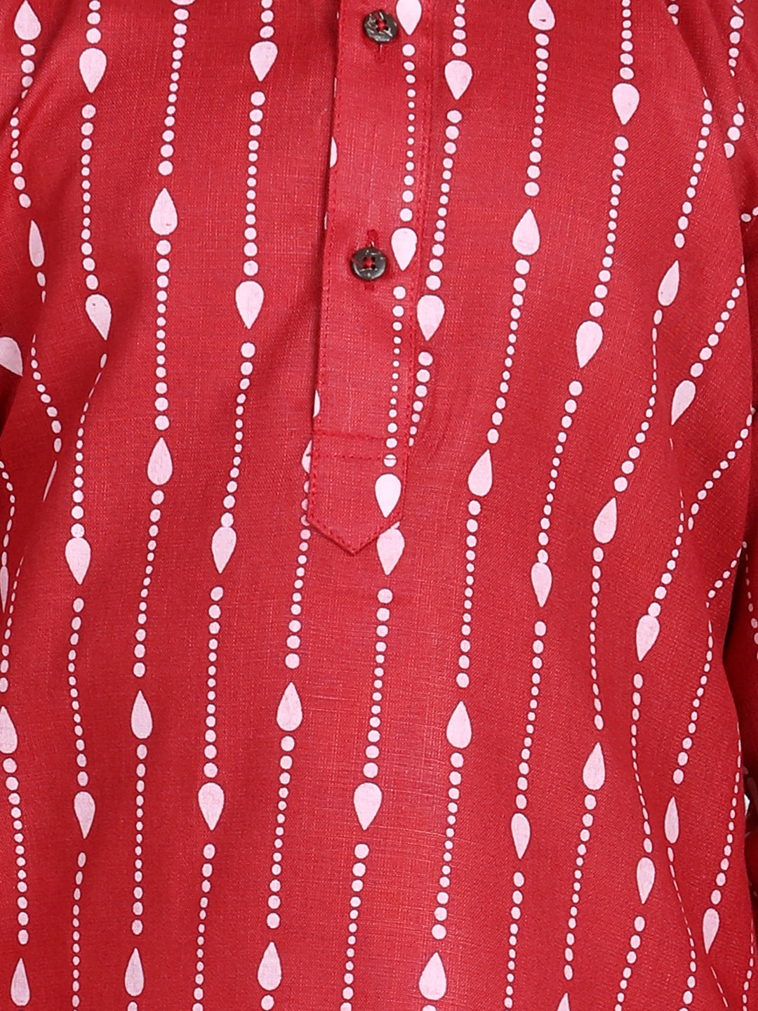 BownBee Printed Full Sleeves Dotted Lines Printed Kurta and Pajama Red
