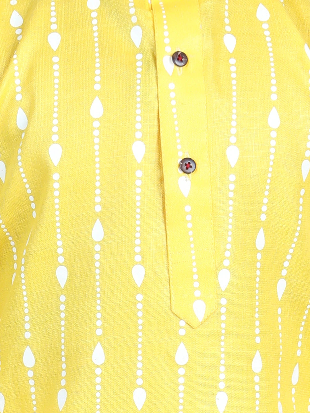 BownBee Printed Full Sleeves Dotted Lines Printed Kurta and Pajama Yellow