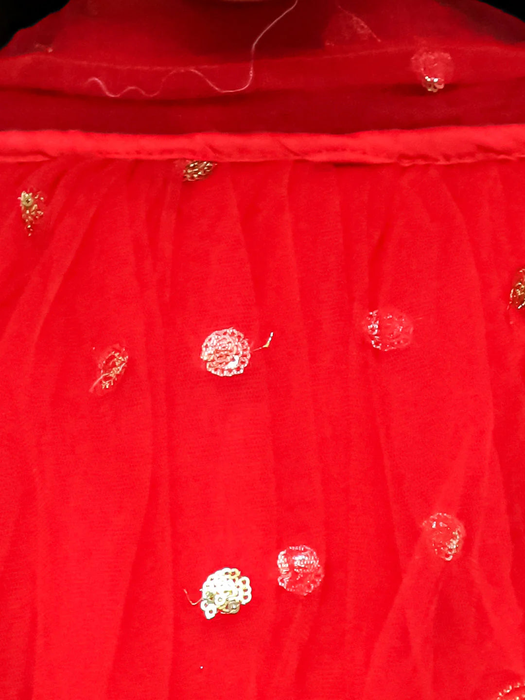 BownBee Sequin Net Lehenga with Ruffle Choli with Dupatta