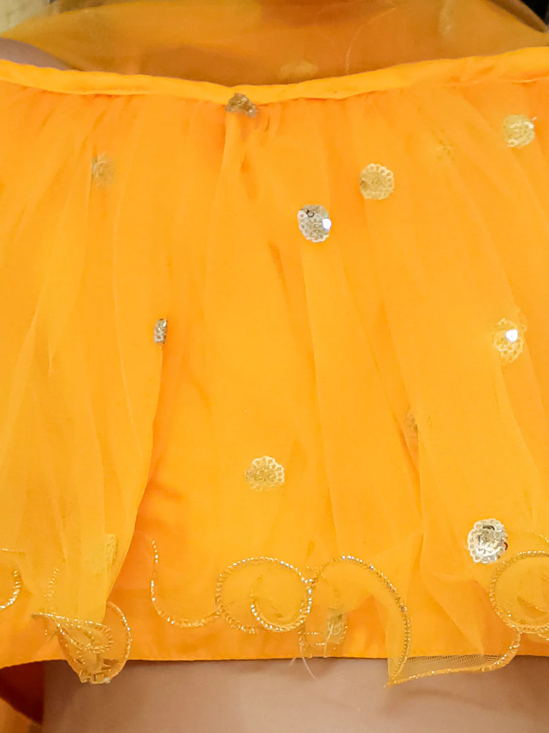 BownBee Sequin Net Lehenga with Ruffle Choli with Dupatta