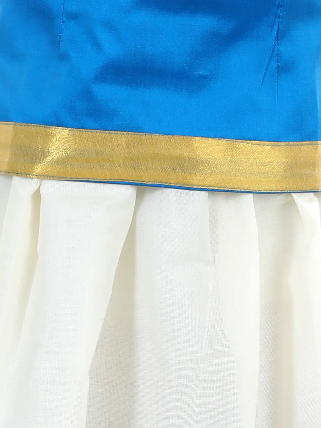 BownBee Half Sleeves Peacock Feather And Flute Print Pattu Pavadai Choli And Lehenga
