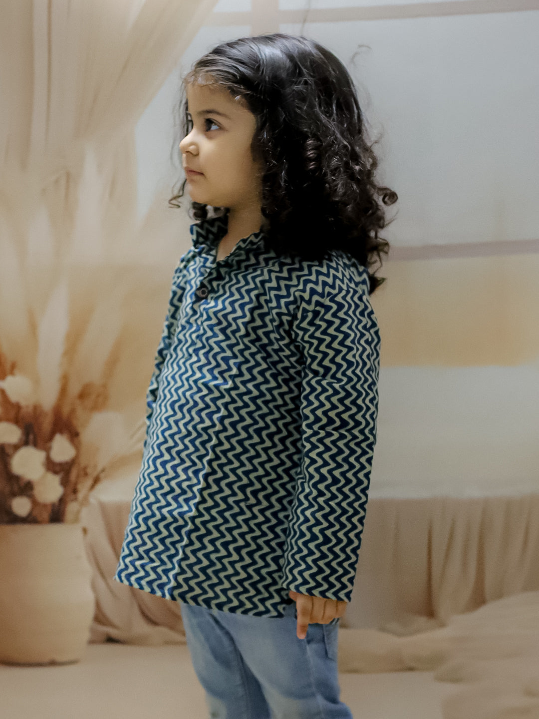 BownBee Boys Full Sleeve Pure Cotton Kurta - Blue