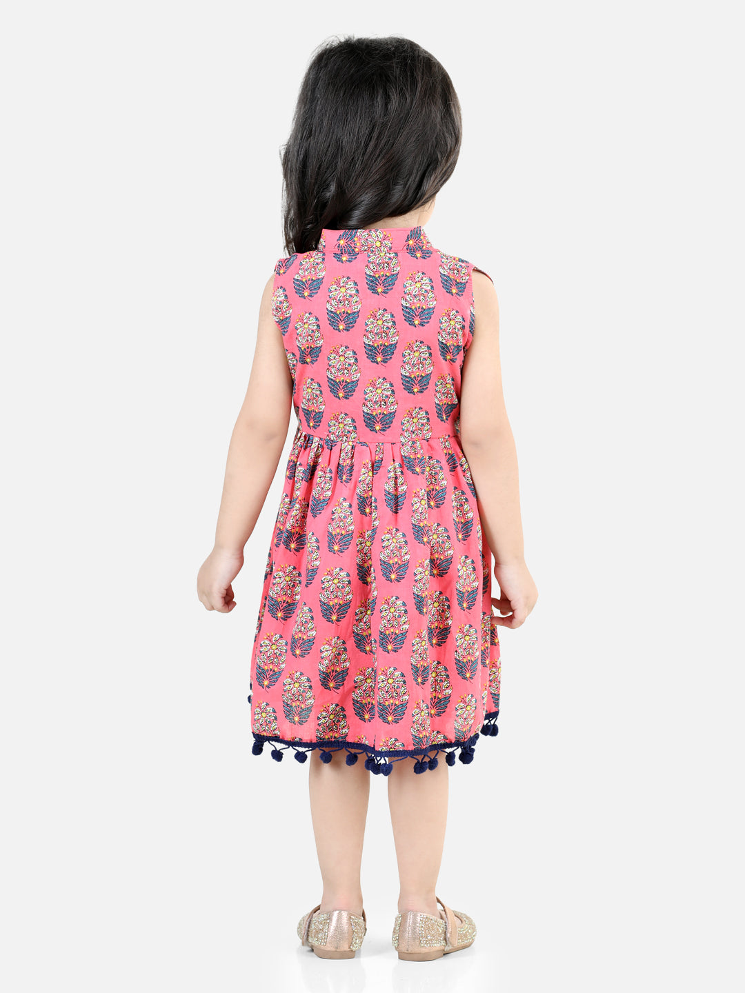 BownBee Pure Cotton Printed Frock  and Dresses for Girls- Pink