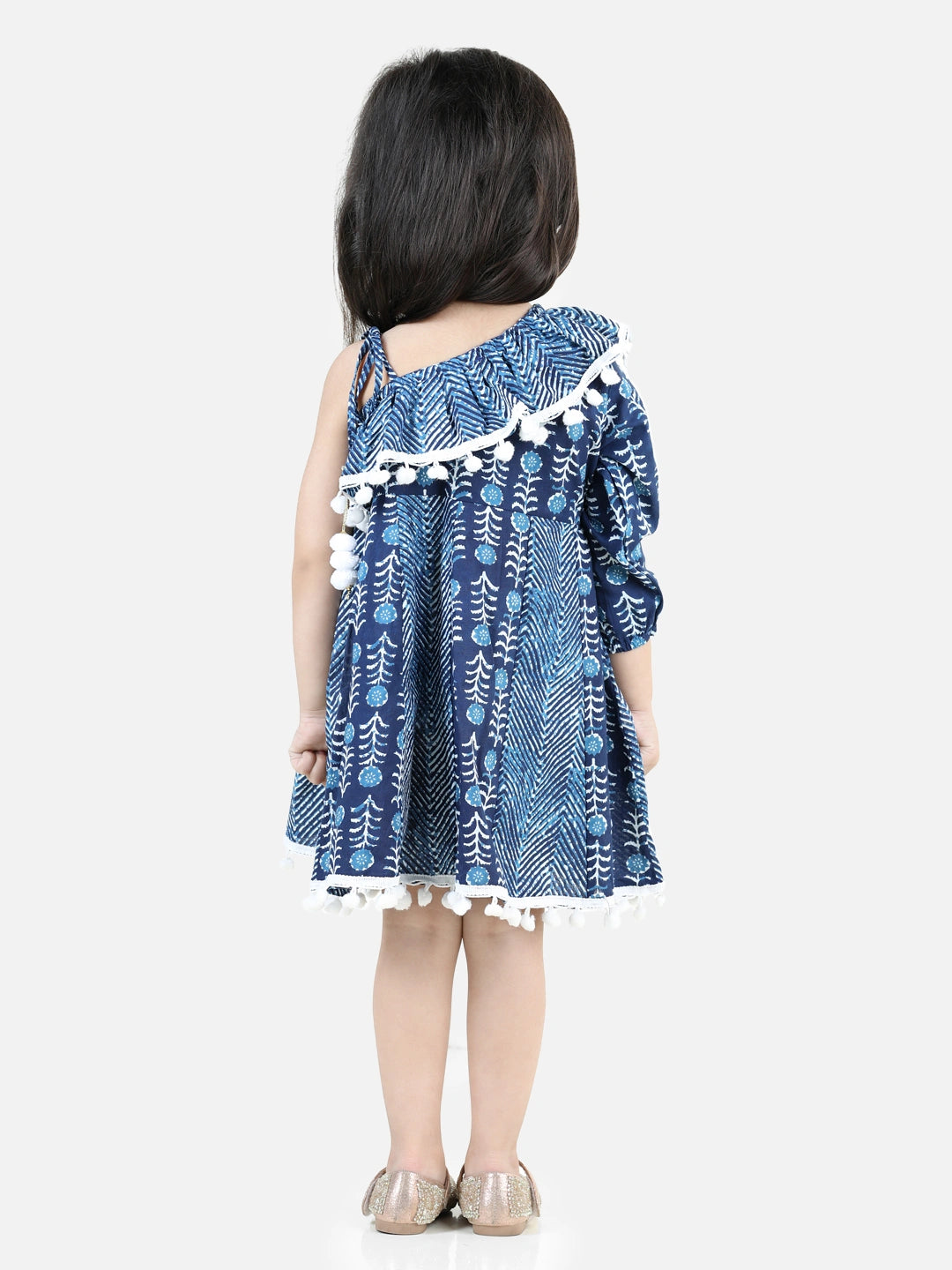 BownBee Pure Cotton Printed One Sleeve Ruffle Frock  and Dresses for Girls