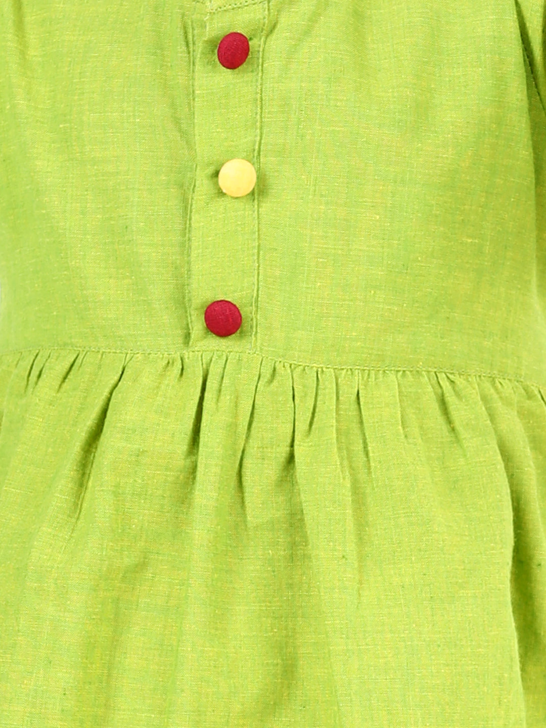 BownBee Multi Frill Cotton Frock with Headband for Girls- Green