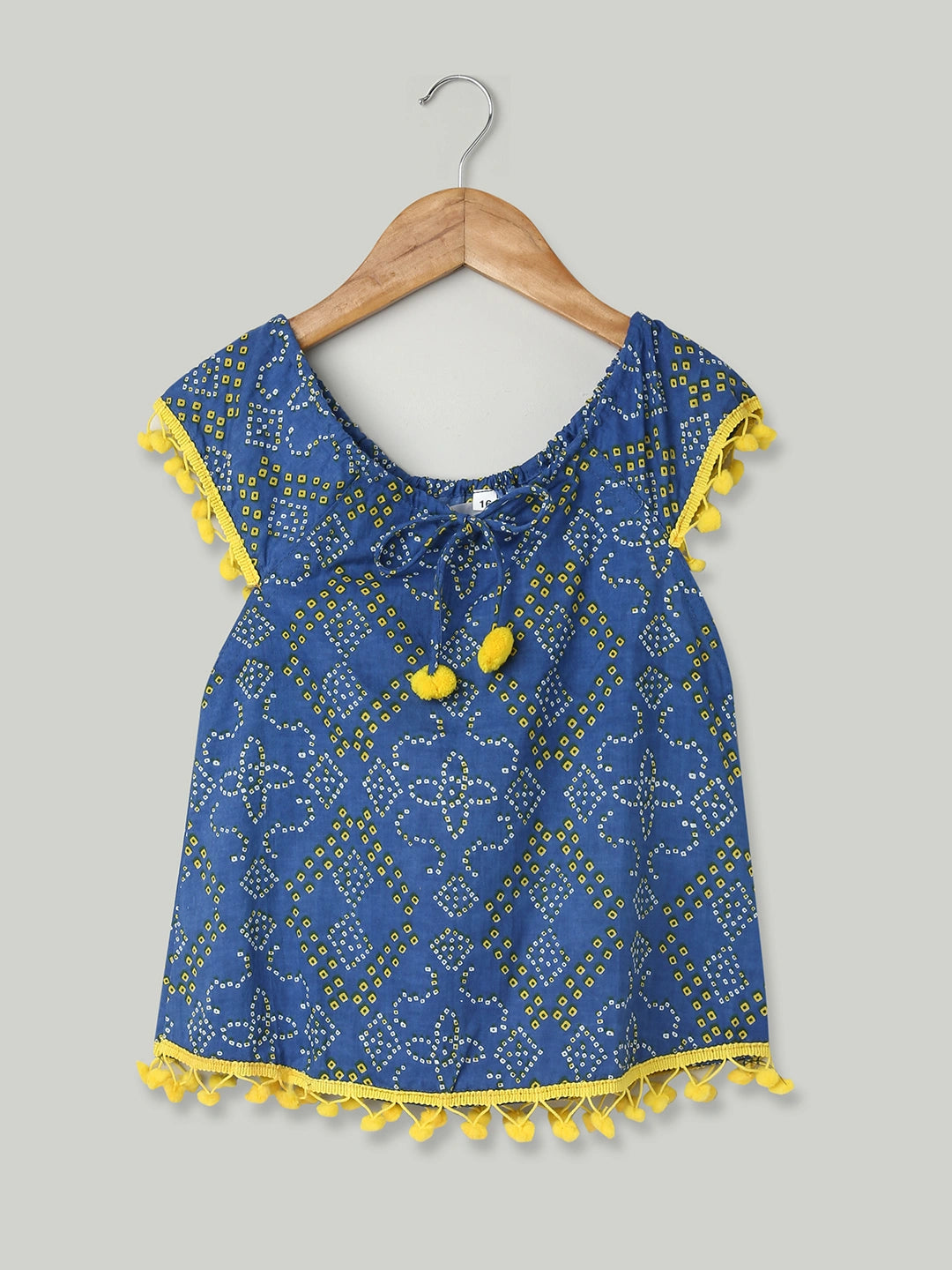 BownBee 100% Cotton Printed with Pompom Jhabla Frock for Girls