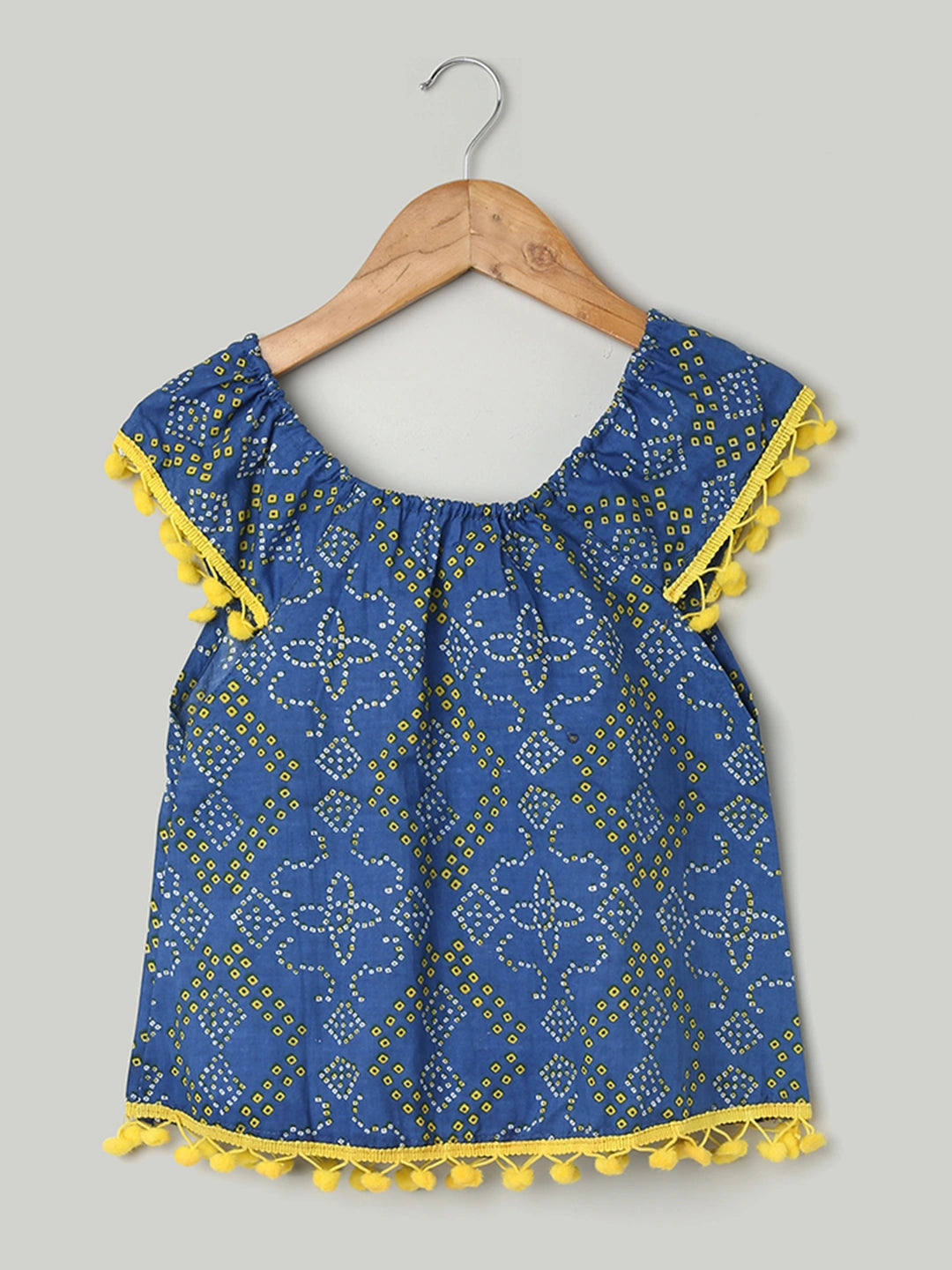 BownBee 100% Cotton Printed with Pompom Jhabla Frock for Girls