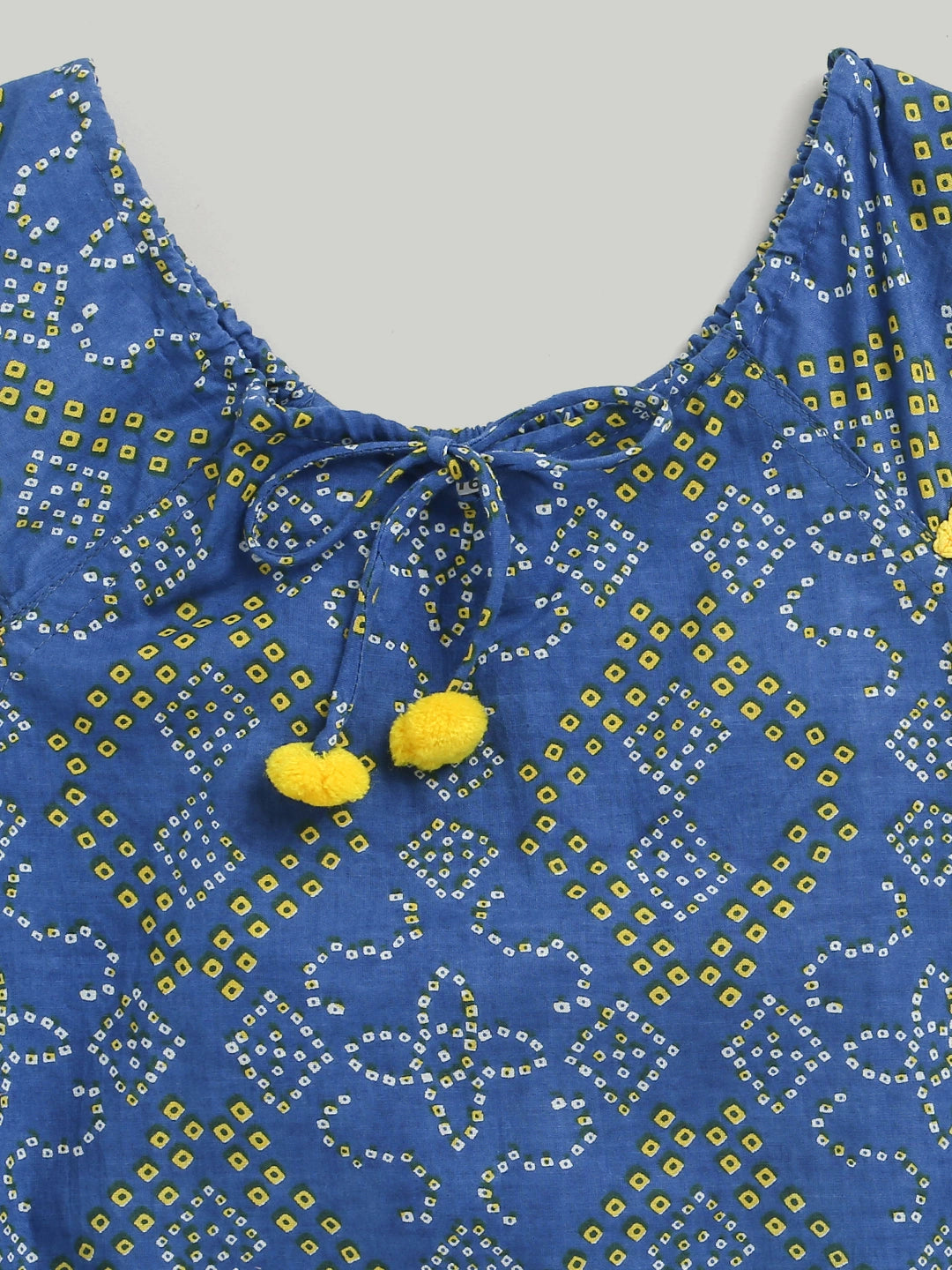 BownBee 100% Cotton Printed with Pompom Jhabla Frock for Girls