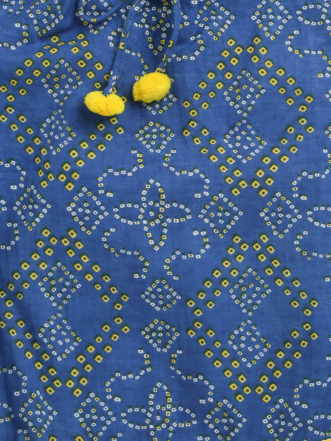 BownBee 100% Cotton Printed with Pompom Jhabla Frock for Girls