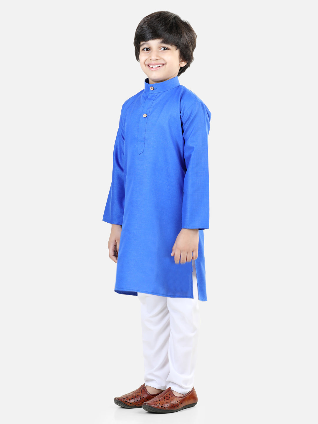 BownBee Cotton Full Sleeve Cotton Kurta Pajama for Boys- Blue