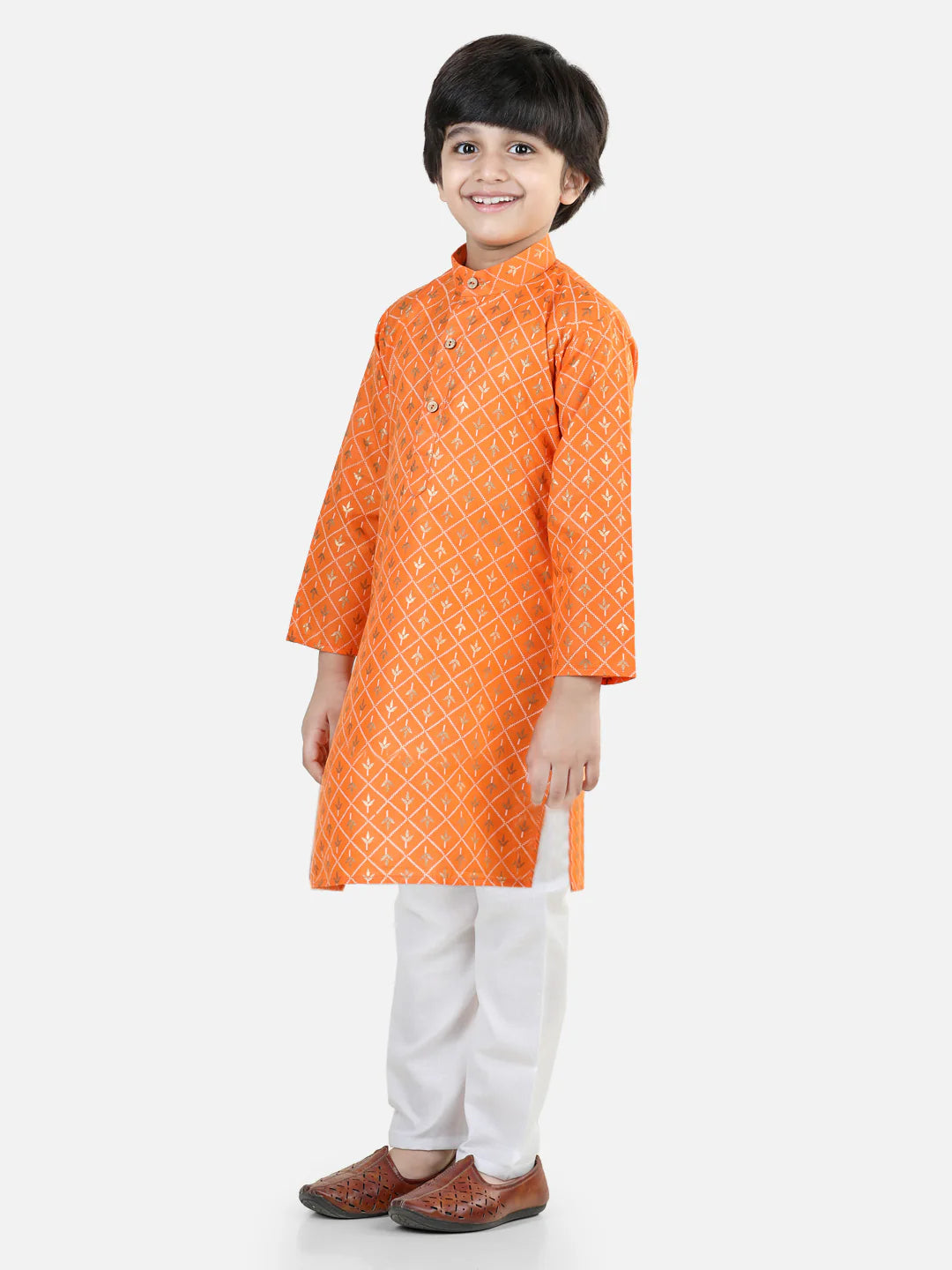 BownBee Full Sleeves Foil Motif Print Kurta With Pyjama Sets