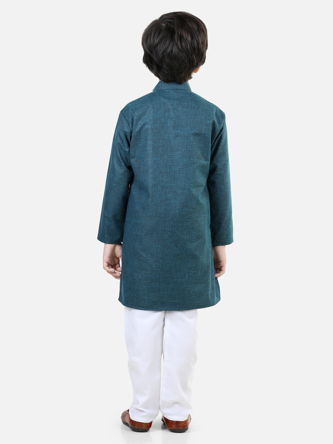 BownBee Full Sleeve Front Open Cotton Blend Kurta Pajama for Boys- Blue