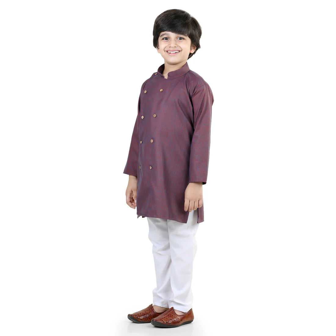 BownBee Full Sleeve Front Open Cotton Blend Kurta Pajama for Boys