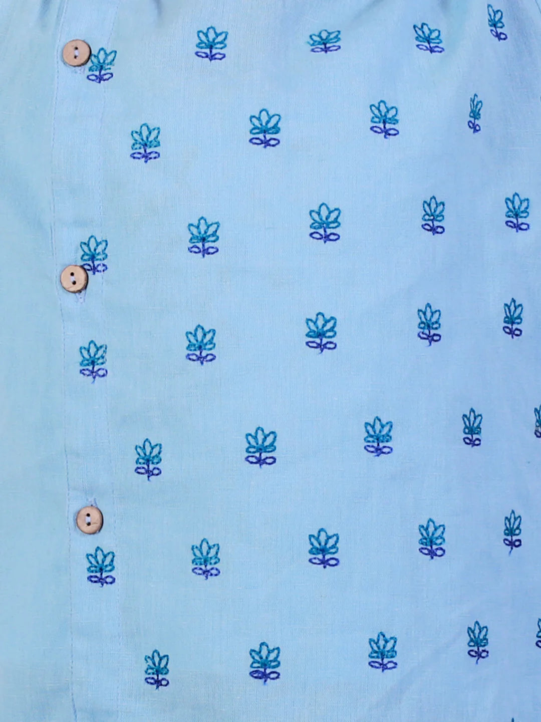 BownBee Embroidered Full Sleeve Cotton Kurta with Dhoti