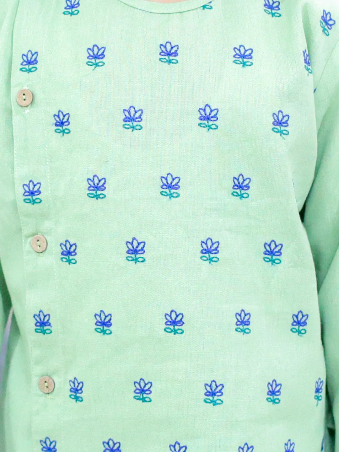 BownBee Embroidered Full Sleeve Cotton Kurta with Dhoti