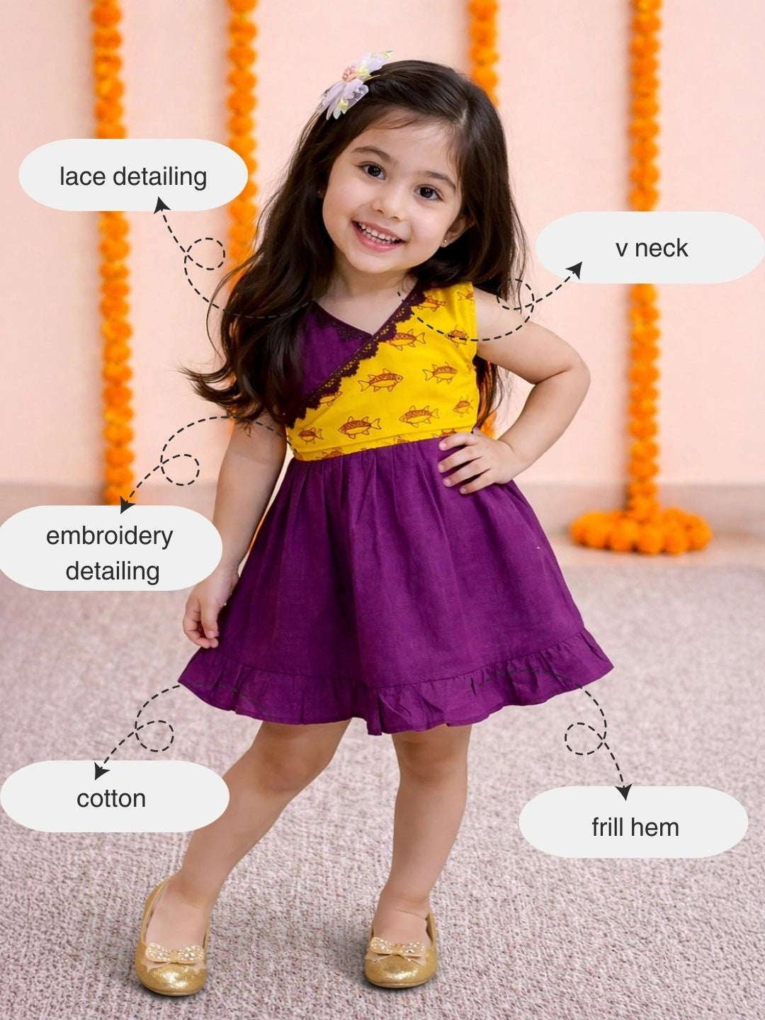BownBee Pure Cotton Embroidered Summer Frock for Girls