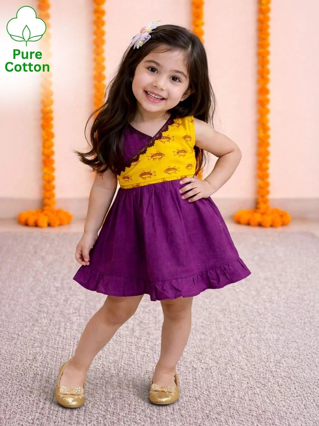 BownBee Pure Cotton Embroidered Summer Frock for Girls
