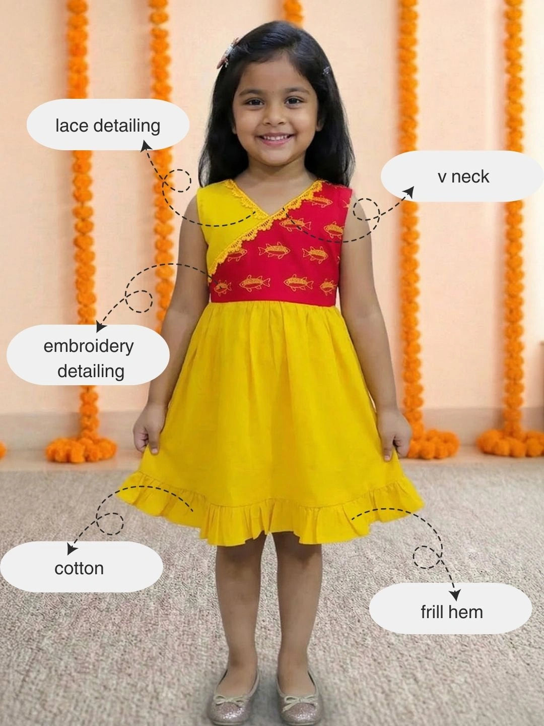 BownBee Pure Cotton Embroidered Summer Frock for Girls