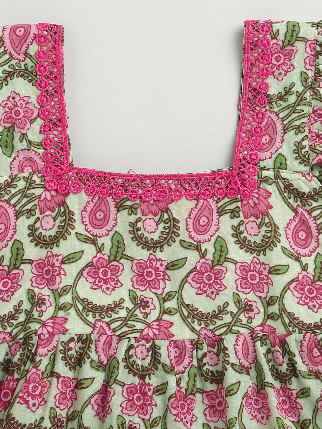 BownBee Printed Pure Cotton Summer Frock for Girls - Pink