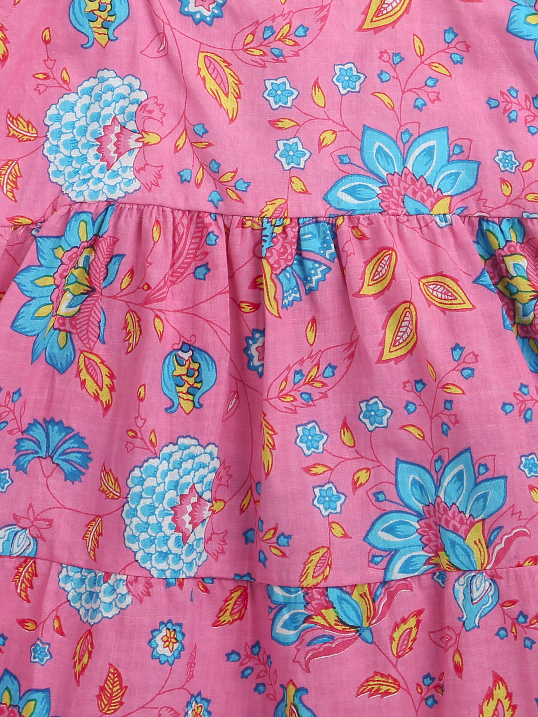BownBee Printed Pure Cotton Summer Frock for Girls - Pink