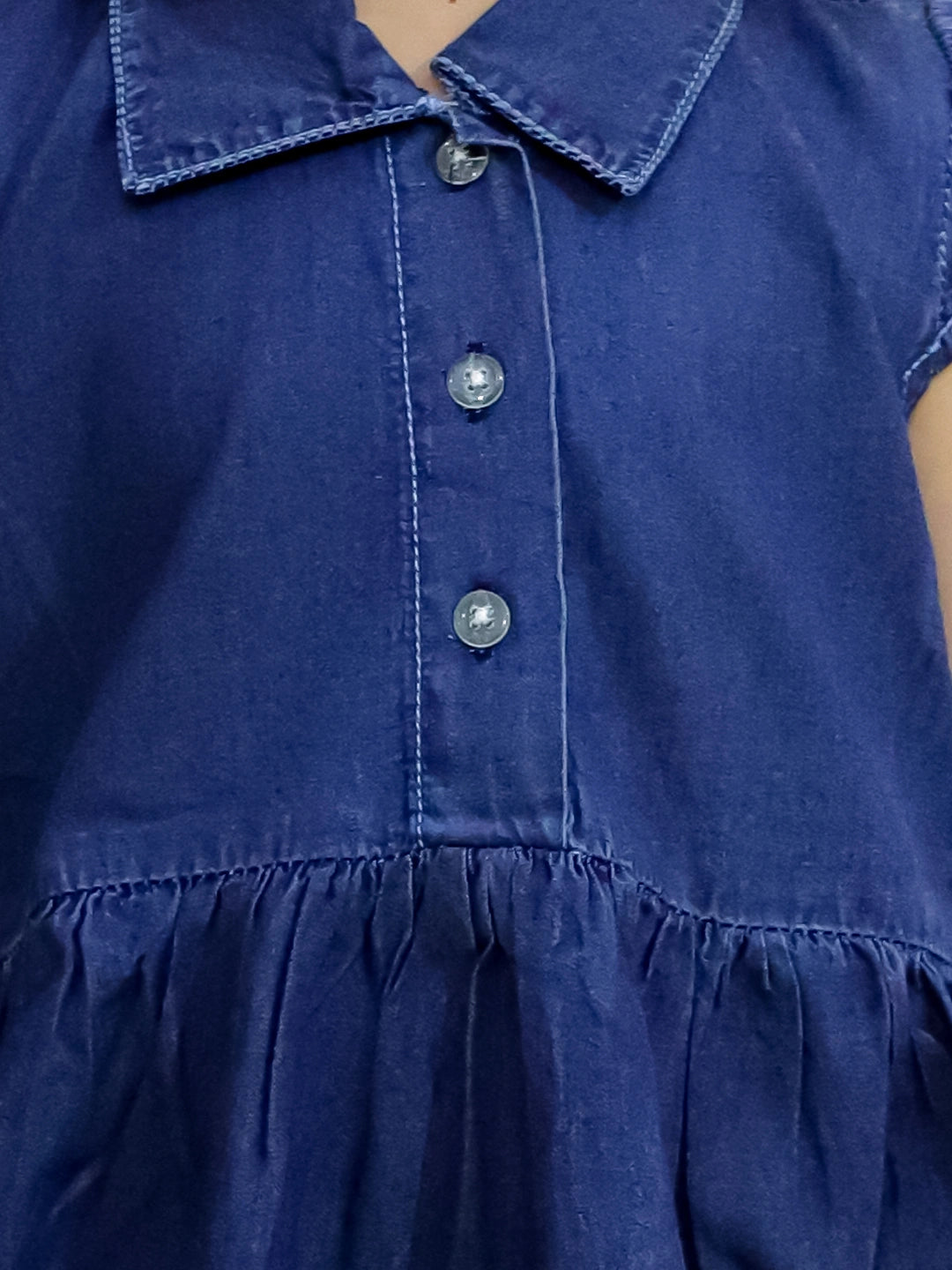 BownBee Girls Ruffle Sleeve Denim Dress For Baby