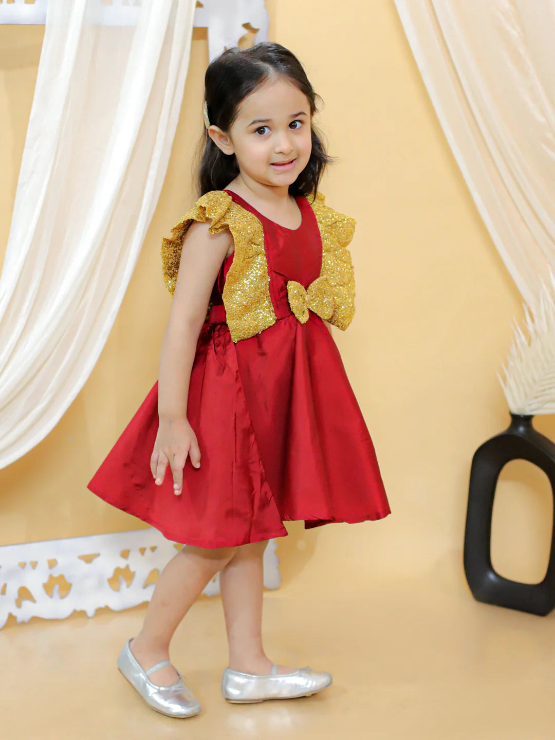 BownBee Girl Sequin Frill Party Taffeta Silk Frock